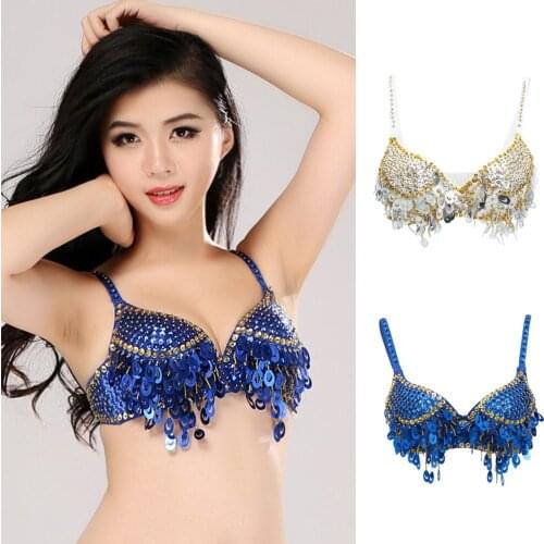 Womens Backless Sequins Top Belly Dance Festival Clubbing Tribal Bra