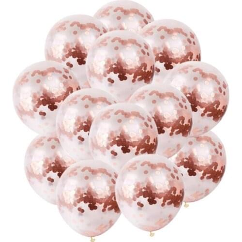 10pcs Clear Balloons Rose Gold Round Foil Confetti Transparent Ballons Happy Birthday Baby Shower Wedding Party Decorations