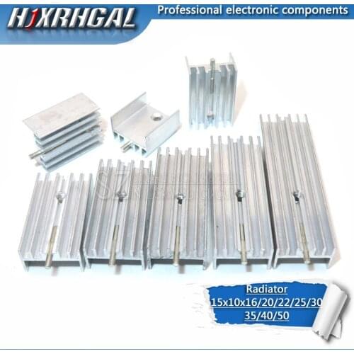 100pcs Aluminum Heatsink Radiator 15*10*16/20/22/25/30/40/50mm With Needle hjxrhgal For Transistors TO220 white HJXRHGAL