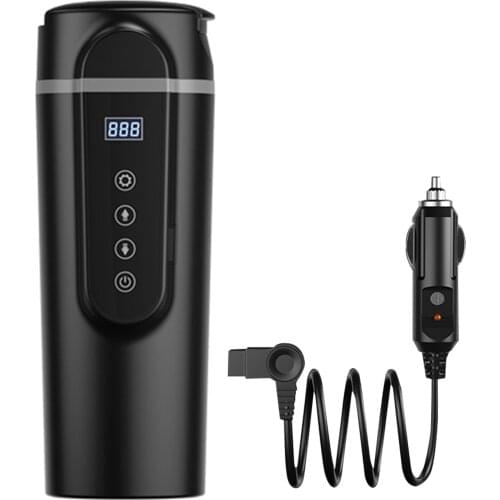 420ml Car Heating Cup Electric Kettle Mug 12V 24V Auto Heating Cup Coffee Thermal Heater Cups Temperature Boiling Water Bottle