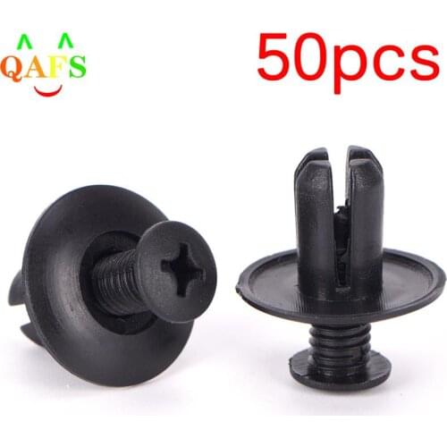 50x 8mm Auto Car Bumper Fender Retainer Push Black Plastic Clips Fasteners