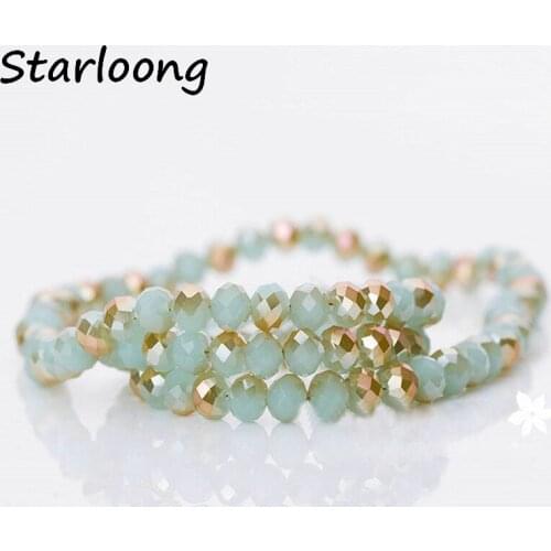 72pcs/pack 8mm fashion Rondelle Faceted Crystal glass Porcelain plated loose Spacer Beads DIY jewelry making