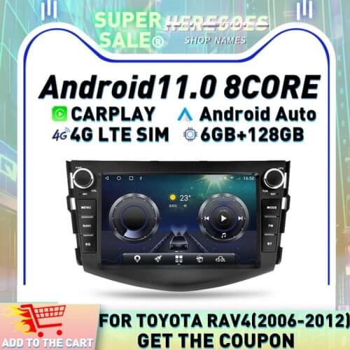 Carplay 8" Android 10 6G 128G Car DVD Player For Toyota RAV4 RAV 4 2006 2007 - 2011 2012 4G LTE Navigation GPS Stereo IPS Radio