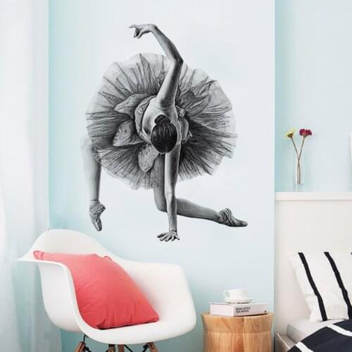 Ballerina Girl Wall Stickers Home Decor Dancing Room Wall Decals Viny Self Adhesive Wallpaper Art