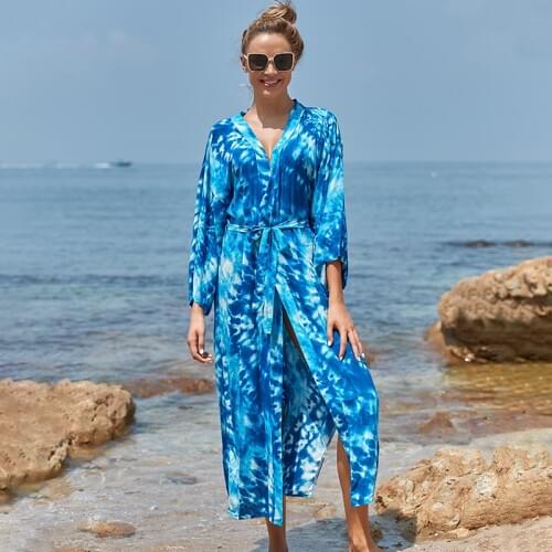 Print Cotton Beach Dress Sarongs Cover-up Swimwear Pareo Beach Tunic Bathing suit Saida de Praia Bikini cover up Q1169