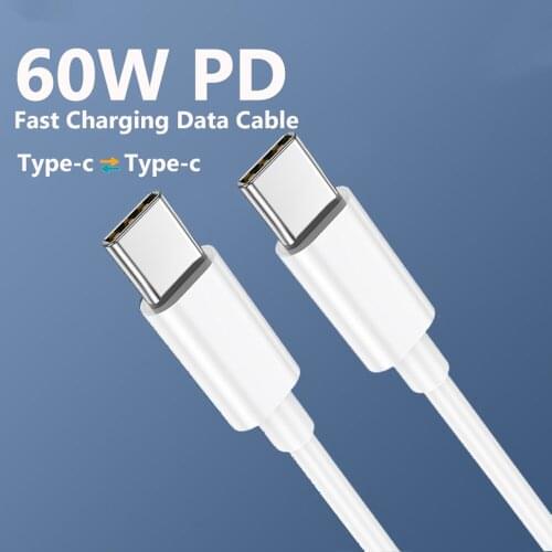 USB C To USB C Fast Charging Cable For iPhone Samsung S21 Xiaomi Huawei Mobile Phone Type C 60W PD Quick Charge Wire USB C Cable