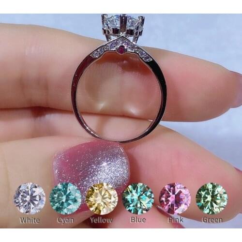 Flower design Moissanite Ring one carat Lab diamonds gemstones D-F 925 Sterling Silver Set with small diamonds For Women Girl