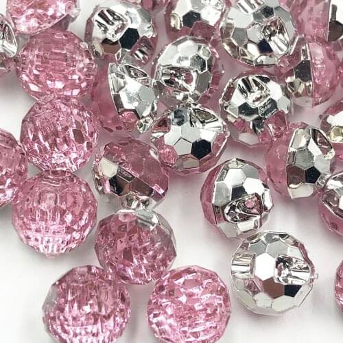 40pcs Pink Color Round Acrylic Buttons Apparel Sewing Supplies Garment Accessories DIY Crafts