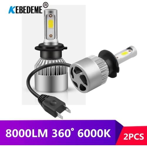 2pcs 6000K H1 H4 H7 9005 9006 Auto S2 Car Headlight Bulbs 72W 8000LM Car Styling 6500K 4300K 8000K led automotivo