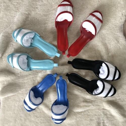 Summer Chunky Transparent Heels Slipper Sandals Girls Candy color PVC Peep Toe Leisure Outdoor Slide Shoes Mujer Beach Slipper