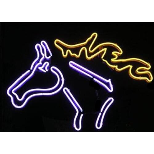 Horse Neon Sign Custom Handmade Real Glass Tube Store Motel Window Art Gift Home Bedroom Decoration Display Neon Signs 19"X15"