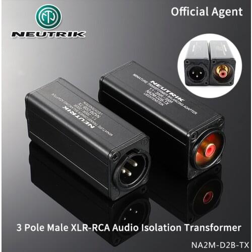 NEUTRIK Miniature Transformer Balancing Adapter 3 Pole XLR Cannon Balence Male Plug to RCA Lutos Plug NA2M-D2B-TX NA2M-D0B-TX