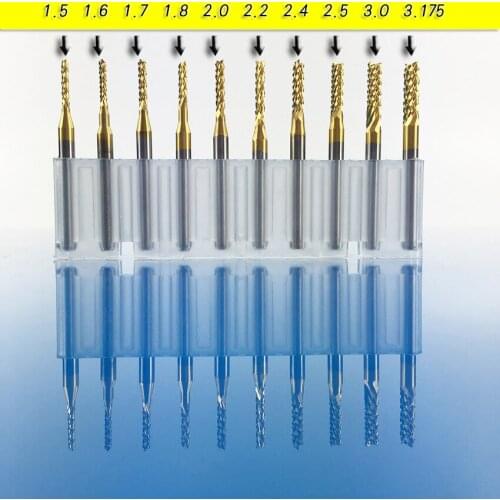 New high quality PCB tungsten steel milling cutter 10pcs/set Engraving machine milling cutter, titanium plated PCB drill bit