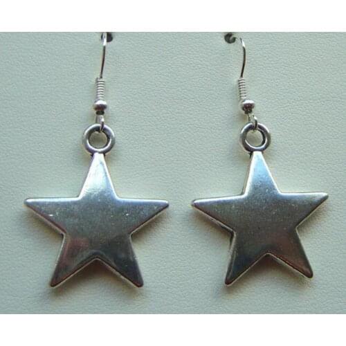 Plating Zinc Alloy Pointed Star Pagan/Wiccan Charm Pendants Drape Earrings DIY Fashion Jewelry 50 Pair Fast Shipping