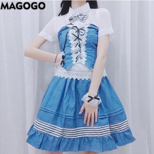 NONSAR Palace Lolita Cake Dress Maid Costume Cosplay Angel Love White Blue Princess Dress INS HOT SALE S-L
