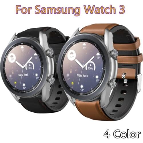 Smart Watch Band Leather+Silicone Wrist Strap For Samsung Galaxy Watch 3 41mm 45mm / Active 3 2 / Gear S3 22/20mm Sport Bracelet