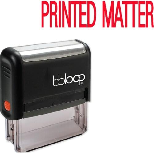 BBloop Self-Inking Rubber Stamp "PRINTED MATTER", Rectangular, Laser Engraved, Red Ink Included