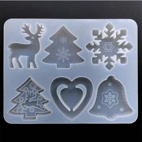 Christmas Ornament Making Assorted Christmas Cabochon Silicone Mold Christmas Tree Reindeer Snowflake Jingle Bell Mould