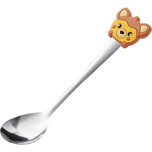Soup Spoons Cute Cartoon Head Stainless Steel Daily Dining Spoon For Kid Children Tableware Dessert Cake Ice Cream Grip Birthday