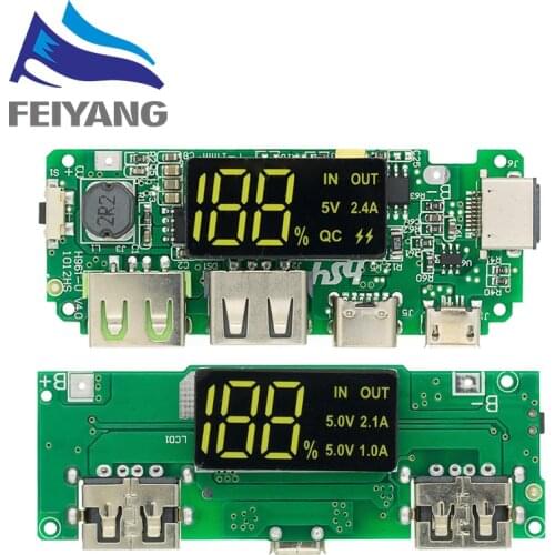 LED Dual USB 5V 2.4A Micro/Type-C USB Mobile Power Bank 18650 Charging Module Lithium Battery Charger Board Circuit Protection
