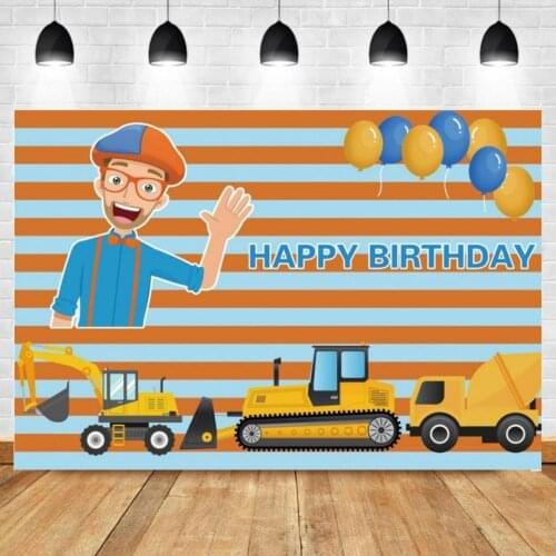 Balloons Engineering Vehicle Nitree Youtube Background For Boys Birthday Photography Party Banner Striped Backdrop Photo Studio