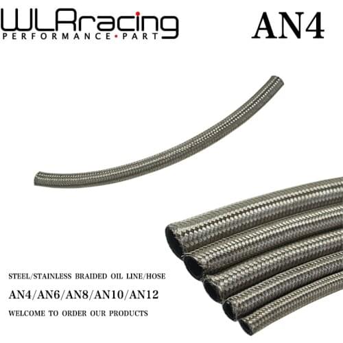 WLR RACING - AN4 4AN AN-4 (5.6MM / 7/32" ID) STAINLESS STEEL BRAIDED FUEL OIL LINE WATER HOSE ONE FEET 0.3M WLR7111-1