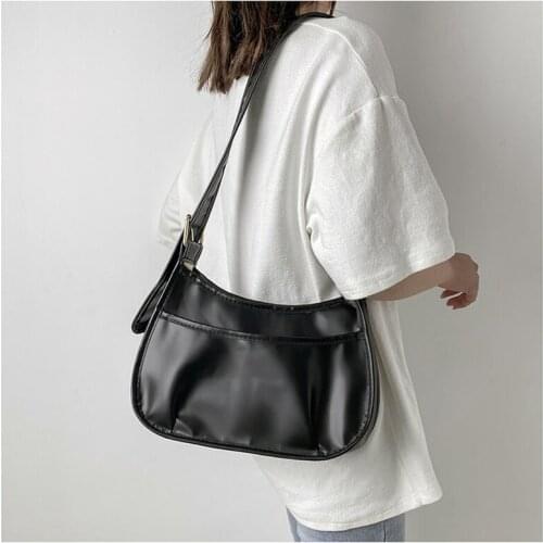 Women High-capacity Shoulder Bag PU Girls Ins Fashion Commuter Package Portable Shopping Cross-body Multifunctional White Black