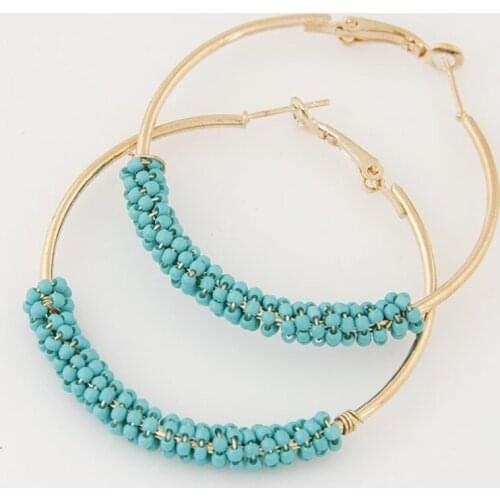 Orecchini Hoop Earrings For Women 2020 New Bohemian Beads Earring Female Fashion Gold Color Brincos Boucle D'oreille Femme Gift