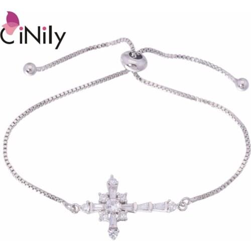 CiNily White Stone Cubic Zirconia Black Rose Gold Silver Plated Wholesale For Women Jewelry Adjustable Chain Bracelet NS2083-85