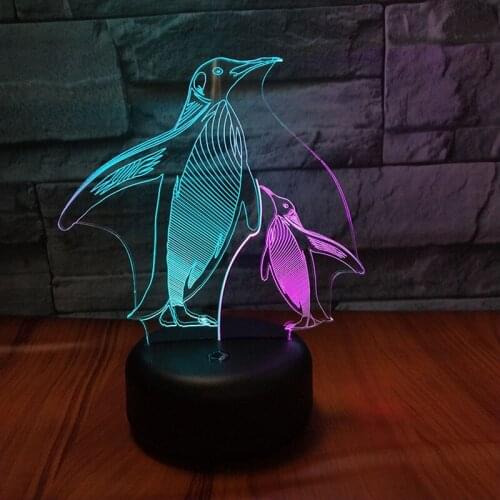Animal Penguin 3D Lamp Touch Sensor 7 Color Changing Children Nightlight Usb Desk Table Lamp Party Home Office Bar Decor Lamp