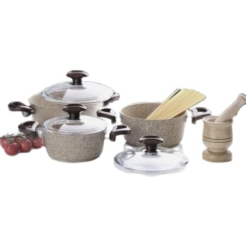 2021 COOKWARE SET 6 pieces nonstick granite pan fireproof 1st class quality suitable for induction cooker asia-europe