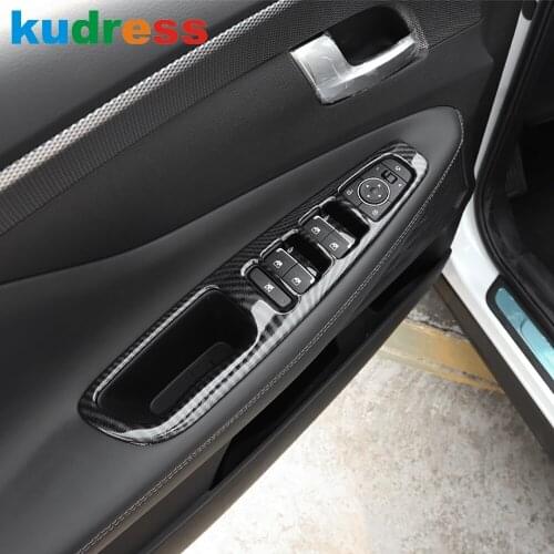 For Hyundai Santa Fe 2019 2020 Carbon Fiber Interior Door Window Lift Switch Panel Cover Trim Car Accessories Not For Sport/XL