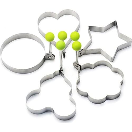 5-Piece Stainless Steel Omelette Mold Star Flower Circle DIY Creative Love Breakfast Omelette Kitchen Baking Tools