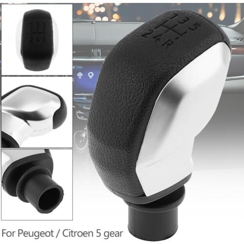 5 Speed ABS Plastic + Silver Manual Transmission Car Gear Shift Handball Knob for CITROEN C2 C3 C4 Series / PEUGEOT