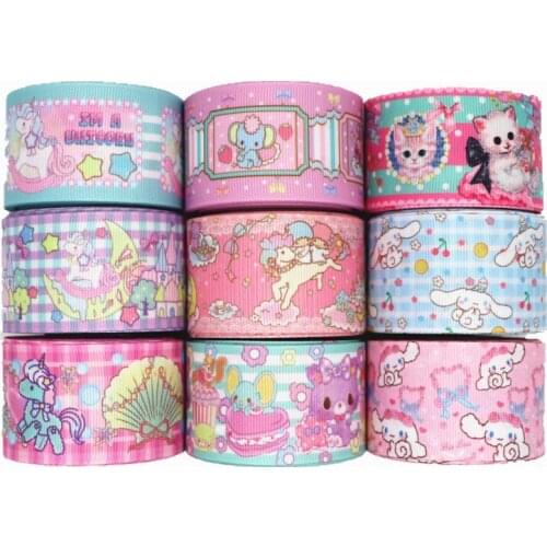 50 yards 1.5'' 38MM Cartoon Printed Grosgrain Ribbons For Hair Bows DIY Handmade Materials Y202081302