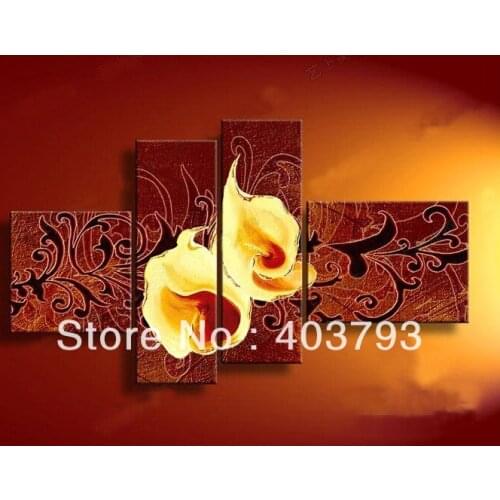 54 Panel Wall Art abstract flower Oil Painting On Canvas for living room three color can select Free shipping