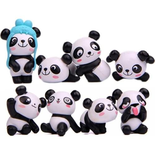 80% Hot Sale 8Pcs/Set Cute Cartoon Panda Toy Figurines Landscape Fairy Garden Miniature Decor DIY Little Garden Decorations