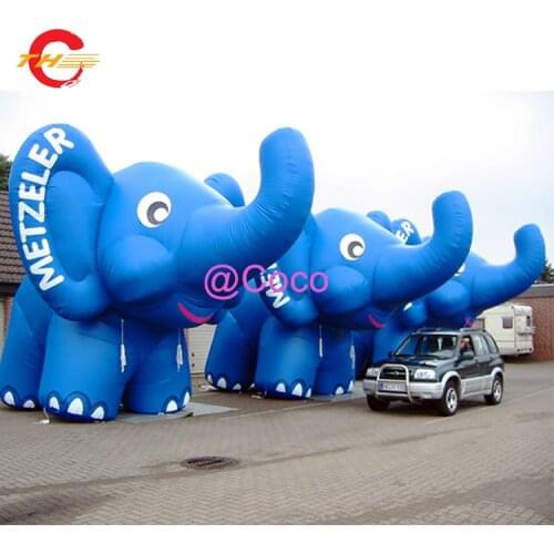Free air ship to door,Customized 5m inflatable blue elephant for advertising, giant inflatable elephant mascot for event
