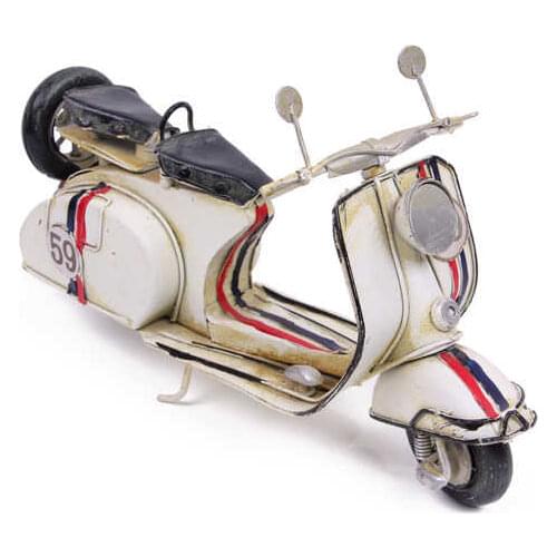 Decorative Metal White Scooter Trinket, Miniature, Gift, Nostalgic, Vintage, Handmade, Hand Painted, quality Durable