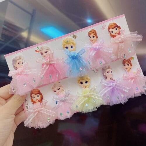 Disney elsa Sophia Anna princess gauze skirt hairpin baby cloth clip acrylic childrens hair accessories Frozen