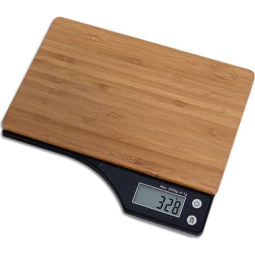 Kitchen Scale 5kg Blue Backlight Electronic Scale Jewelry Food Balance Weight Pocket Scale Portable Bamboo Panel Digital Scale