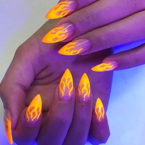 4*100cm Nail Art Foil Sticker Fluorescent Flame Transfer Paper Decal 1Box Glow in dark Manicure Decoration Accessories FDPS#2
