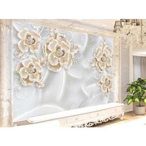 Customized 3D mural wallpaper luxury diamond flower living room sofa TV background wall decoration painting