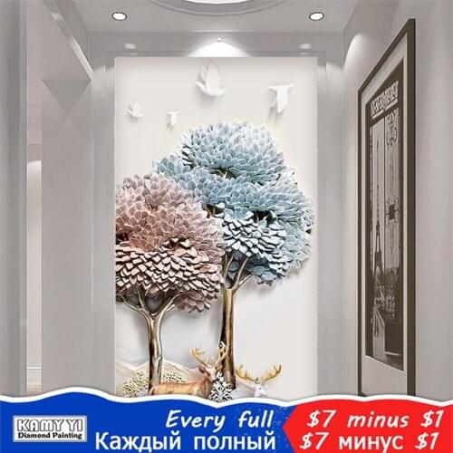 KAMY YI Full Square/Round Drill 5D DIY Diamond Painting "Deer on the tree" Embroidery Cross Stitch Mosaic Home Decor Gift HYY