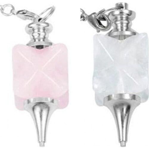 KFT Natural Stone Merkaba Reiki Healing Crystal Dowsing Pendulum Necklaces for Divination Balancing Pointed Pendant Pendulum