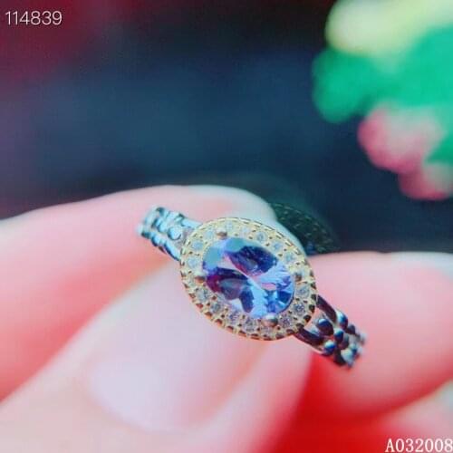 KJJEAXCMY fine jewelry 925 sterling silver inlaid natural Tanzanite ring delicate new female gemstone ring classic support test