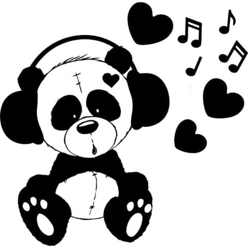 Creative Panda Toy Love Fashion Car Sticker PVC Personality Waterproof Sunscreen Body Decal Black/Silver/Wihte/laser 14cm*14cm