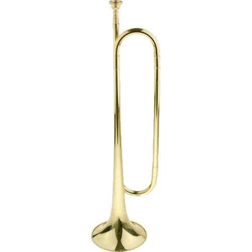 Brass Blowing Bugle Horn, B Key, Golden, Loud Sound, with Flag Gloves