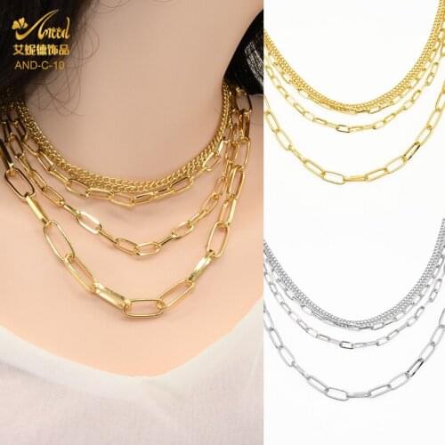 Layered Gold Silver Plated Necklaces For Women Punk Geometry Neck Chains Vintage Choker France Fine 2021 Fashion Party Jewelry