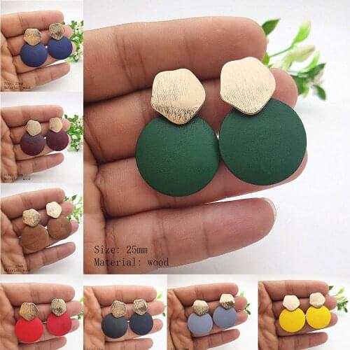 2020 Simple Wood Pendant Earrings Matt Gold Irregular Geometric Earrings Hanging Wood Earrings for Women Gift Jewellery